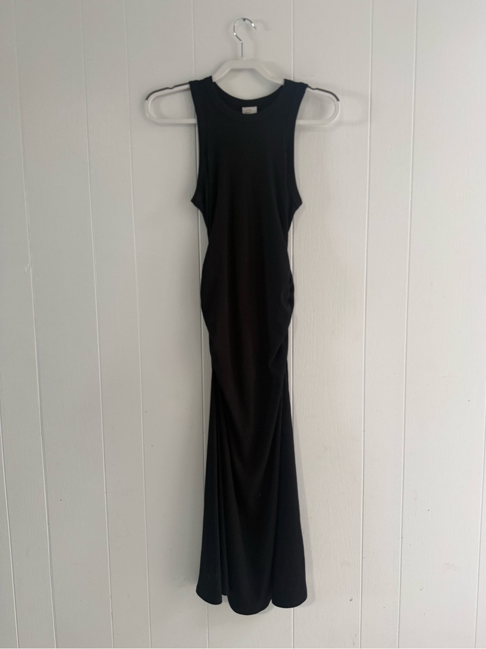 A New Day Ribbed Ruched Waist Black Maxi Dress Size S